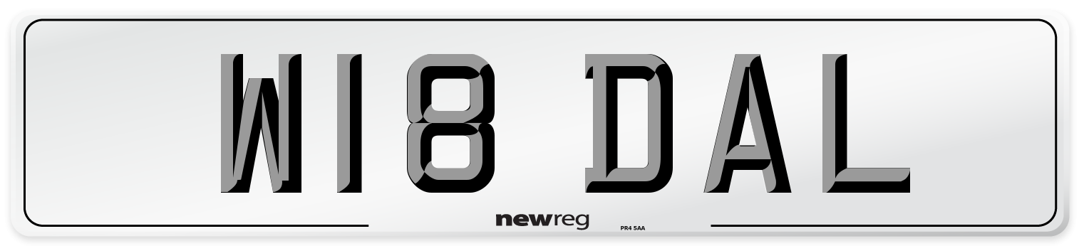 W18 DAL Number Plate from New Reg